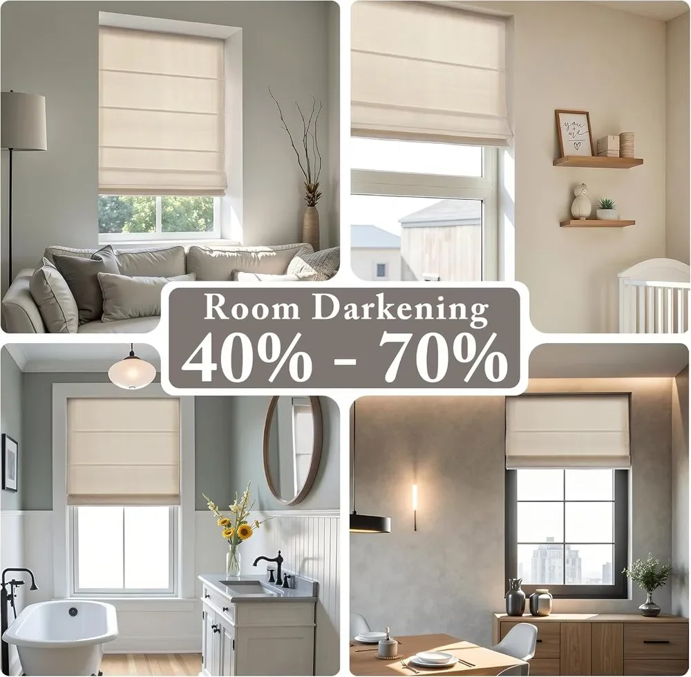 27x64 Madison Park Galen Matte Cordless Room Darkening Roman Shade Matte Linen